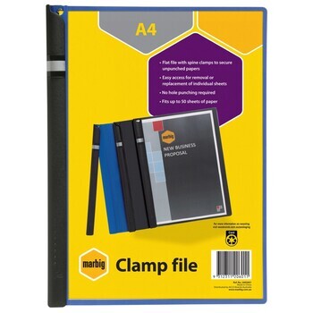 Clamp File Marbig A4 Blue