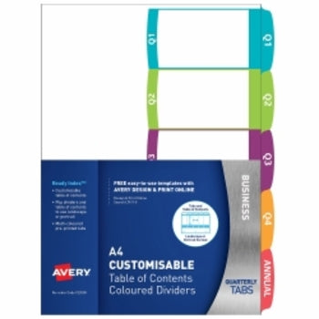 Dividers Avery A4 Table Of Contents Readyindex Ls/Pt Quarterly 5 Tabs
