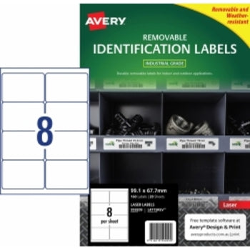 Label Avery Laser L4715Rev H/Duty 99.1X67.7Mm Removable 8Up Pk20