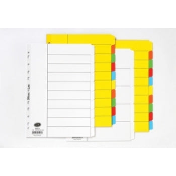 Dividers Bantex A4 Manilla Bright Col 10 Tab Non-Reinf