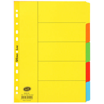 Dividers Bantex A4 Manilla Bright Col 5 Tab Non-Reinf