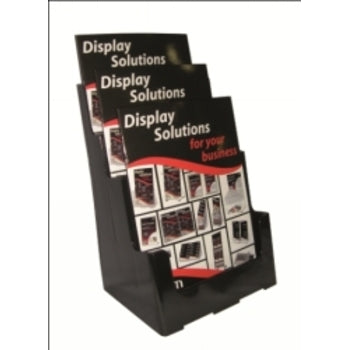 Brochure Holder Deflecto A4 3 Pocket 3 Tier Recycled Black