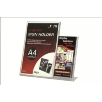 Sign Holder Deflecto A4 Slanted Portrait W/ Side Dl Brochure Pocket