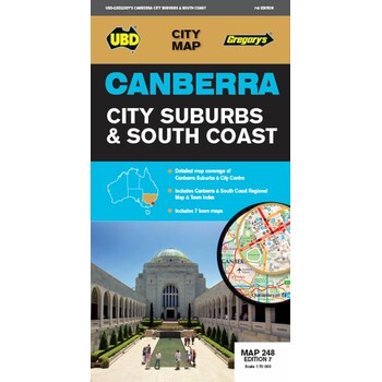Map Ubd/Gre 690X920Mm Canberra City Suburbs & South Coast 248 7Th Ed