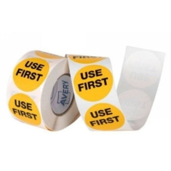 Sp- Label Avery 40Mm Use First Removable Orange/Black 500/Roll
