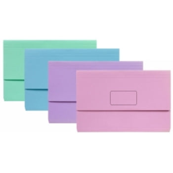 Document Wallet Marbig Slimpick F/C Asst Pastels Pk10