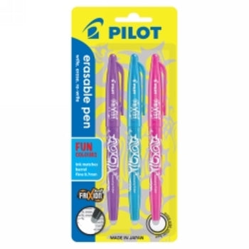 Pen Pilot 0.7Mm Frixion Ball Medium Fun Colours Pink/Violet/Light Blue Pk3