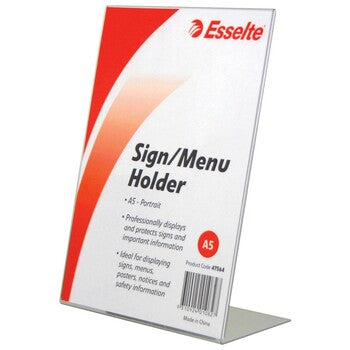 Sp- Menu/Sign Holder Esselte A5 Slanted Portrait