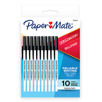 Pen Papermate Bp Kilometrico Med Black 10Pk H/Sell