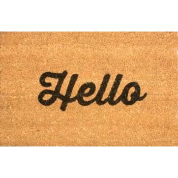 Mat Coir Hello PVC Backed Natural 38x58cm