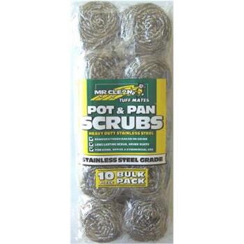 Scourer Scrub Pot/Pan Stainless Steel Mr Clean 10pk