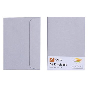Envelope Quill C6 80Gsm Grey Pk25
