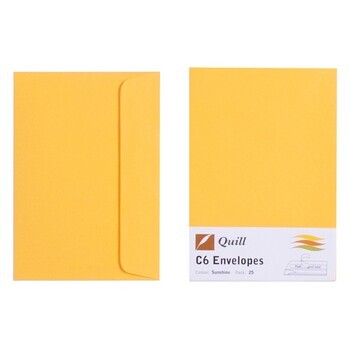 Envelope Quill C6 80Gsm Sunshine Pk25