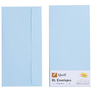 Envelope Quill Dl 80Gsm Powder Blue Pk25