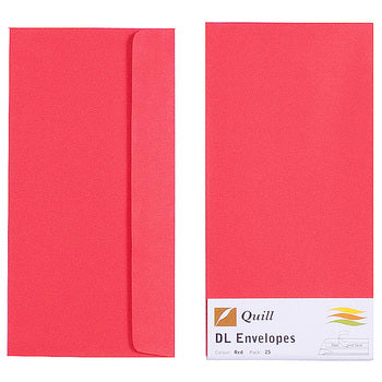 Envelope Quill Dl 80Gsm Red Pk25