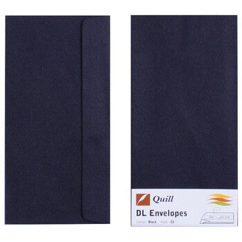 Envelope Quill Dl 80Gsm Black Pk25