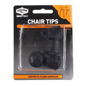 Tip Chair Rubber Black Round 13mm Pk4