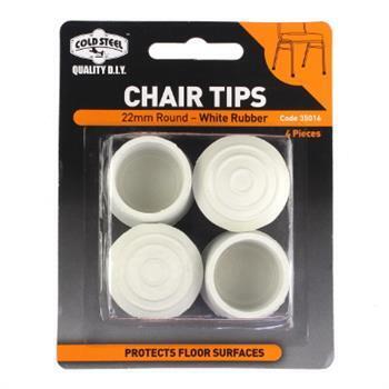 Tip Chair Rubber White Round 22mm Pk4