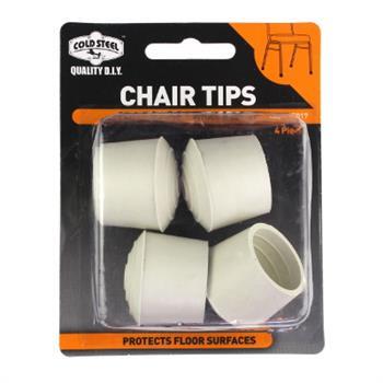 Tip Chair Rubber White Round 25mm Pk4