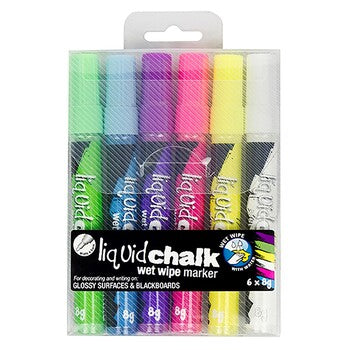 Sp- Marker Texta Liquid Chalk Wet Wipe Bullet Asst Wlt6