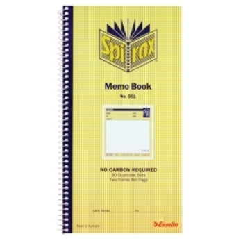 Memo Book Spirax 551 Dup C/Less 80Pg