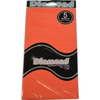 Tissue Paper Diamond 500X750Mm 17Gsm Orange 5 Shts