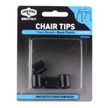 Tip Chair Plastic Black Round 13mm Pk4