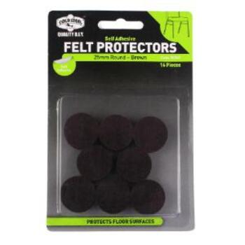 Pad Felt Round Brown 25mm Pk16