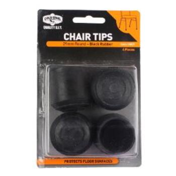 Tip Chair Rubber Black Round 29mm Pk4