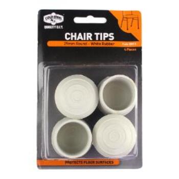 Tip Chair Rubber White Round 29mm Pk4