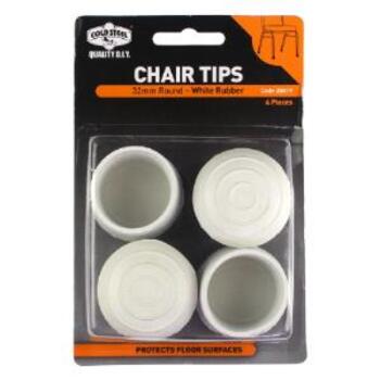 Tip Chair Rubber White Round 32mm Pk4