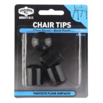 Tip Chair Plastic Black Round 22mm Pk4