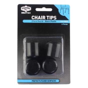 Tip Chair Plastic Black Round 29mm Pk4