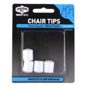 Tip Chair Plastic White Round 13mm Pk4