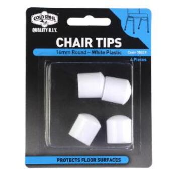 Tip Chair Plastic White Round 16mm Pk4