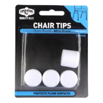 Tip Chair Plastic White Round 19mm Pk4