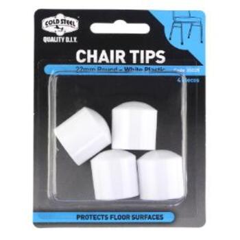 Tip Chair Plastic White Round 22mm Pk4