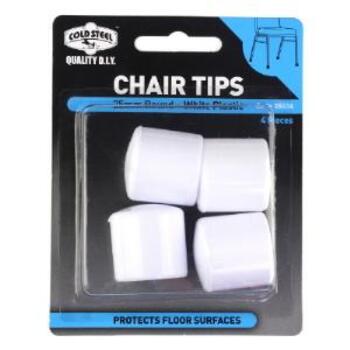 Tip Chair Plastic White Round 25mm Pk4