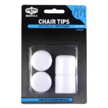 Tip Chair Plastic White Round 29mm Pk4