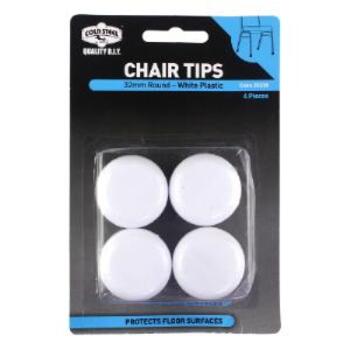 Tip Chair Plastic White Round 32mm Pk4