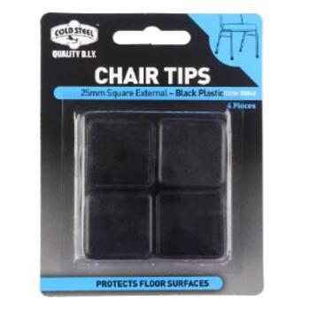 Tip Chair Sq External Black 25mm Pk4