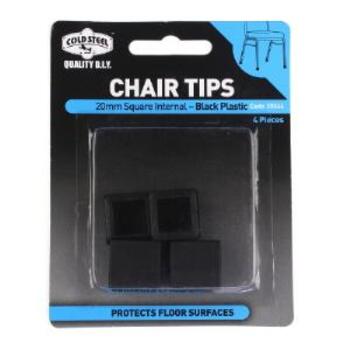 Tip Chair Sq Internal Black 20mm Pk4