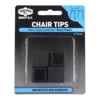 Tip Chair Sq Internal Black 22mm Pk4