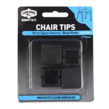 Tip Chair Sq Internal Black 25mm Pk4