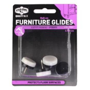 Glide Plastic Blk & Wht Nail On 22mm Pk4