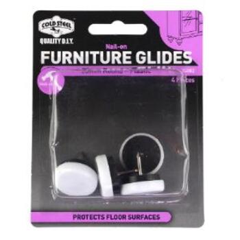 Glide Plastic Blk & Wht Nail On 25mm Pk4