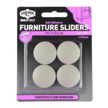 Slider Round Adhesive 29mm Pk4