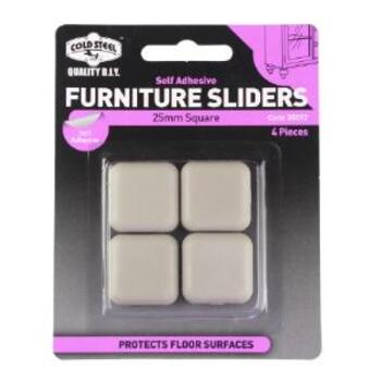 Slider Square Adhesive 25mm Pk4