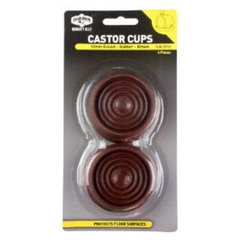 Castor Cup Brown Rubber Rnd 50mm Pk4