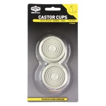 Castor Cup Ivory Rubber Rnd 44mm Pk4